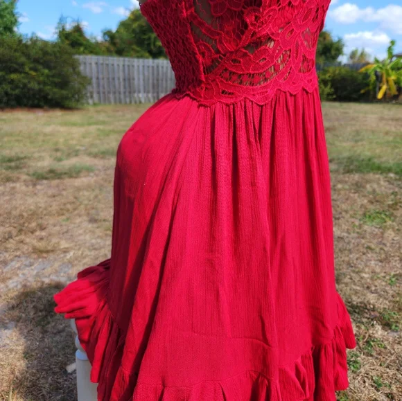 `ღ´- ♥ -`ღ´ Stunning Red Lace Front Dress `ღ´- ♥ -`ღ´ - Picture 9 of 17
